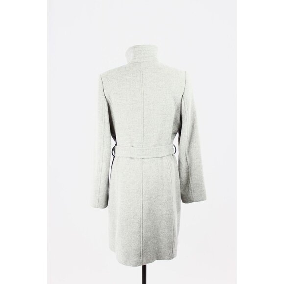 Aritzia BABATON Connor Heather Light Grey Virgin Wool Belted Wrap Coat, Size M - Picture 4 of 16